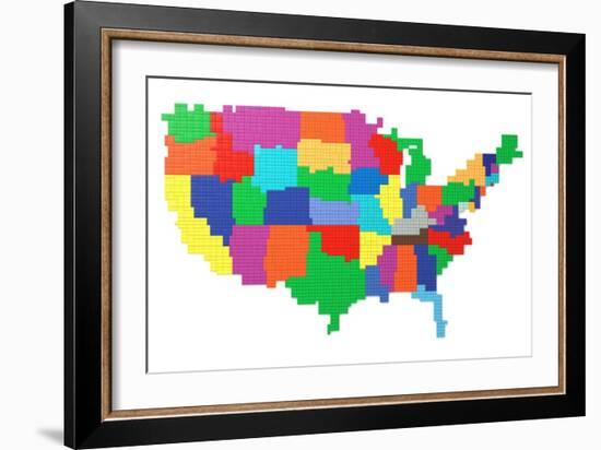 Toy Bricks American Map-nmcandre-Framed Art Print