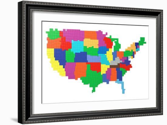 Toy Bricks American Map-nmcandre-Framed Art Print