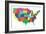 Toy Bricks American Map-nmcandre-Framed Art Print