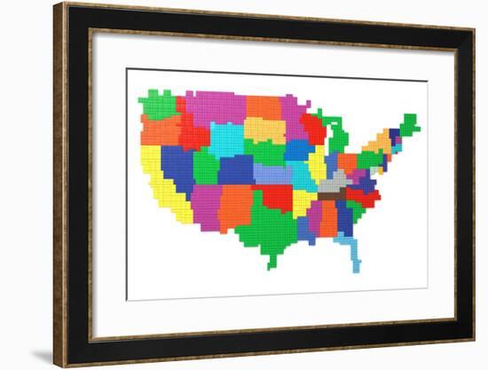 Toy Bricks American Map-nmcandre-Framed Art Print