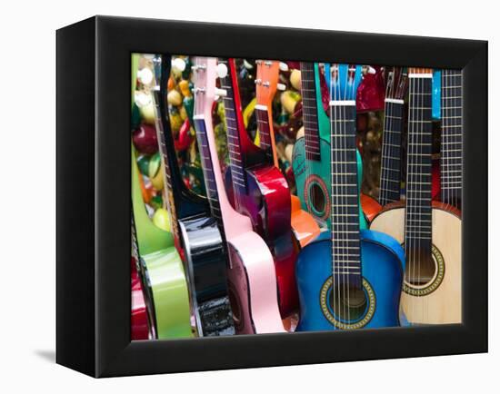 Toy Guitars, Olvera Street Market, El Pueblo de Los Angeles, Los Angeles, California, USA-Walter Bibikow-Framed Premier Image Canvas