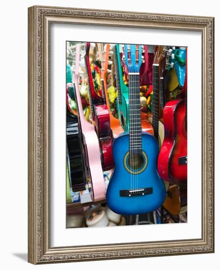 Toy Guitars, Olvera Street Market, El Pueblo de Los Angeles, Los Angeles, California, USA-Walter Bibikow-Framed Photographic Print