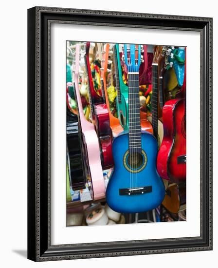 Toy Guitars, Olvera Street Market, El Pueblo de Los Angeles, Los Angeles, California, USA-Walter Bibikow-Framed Photographic Print