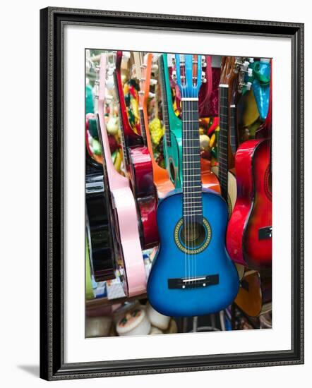 Toy Guitars, Olvera Street Market, El Pueblo de Los Angeles, Los Angeles, California, USA-Walter Bibikow-Framed Photographic Print