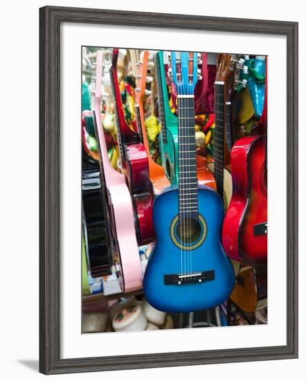 Toy Guitars, Olvera Street Market, El Pueblo de Los Angeles, Los Angeles, California, USA-Walter Bibikow-Framed Photographic Print