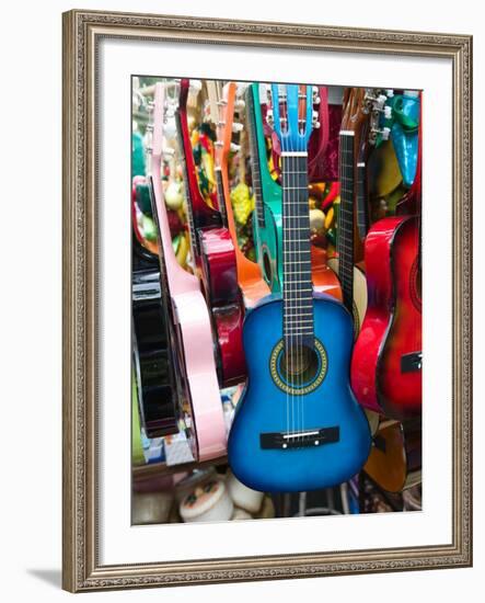 Toy Guitars, Olvera Street Market, El Pueblo de Los Angeles, Los Angeles, California, USA-Walter Bibikow-Framed Photographic Print