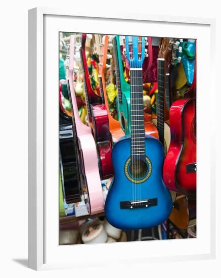 Toy Guitars, Olvera Street Market, El Pueblo de Los Angeles, Los Angeles, California, USA-Walter Bibikow-Framed Photographic Print