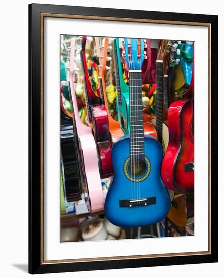 Toy Guitars, Olvera Street Market, El Pueblo de Los Angeles, Los Angeles, California, USA-Walter Bibikow-Framed Photographic Print