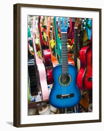 Toy Guitars, Olvera Street Market, El Pueblo de Los Angeles, Los Angeles, California, USA-Walter Bibikow-Framed Photographic Print