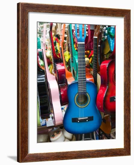 Toy Guitars, Olvera Street Market, El Pueblo de Los Angeles, Los Angeles, California, USA-Walter Bibikow-Framed Photographic Print