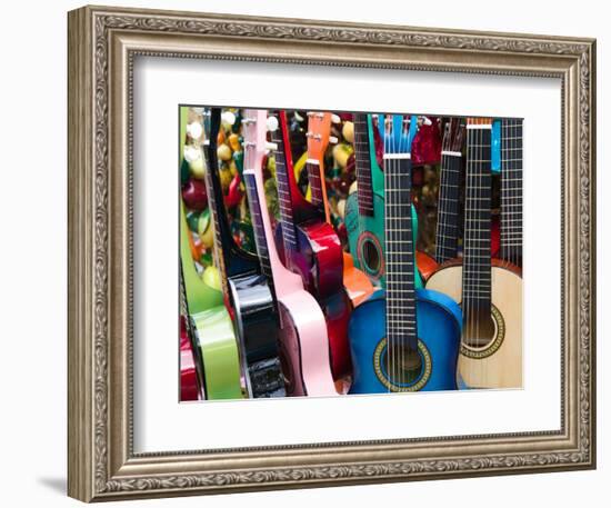 Toy Guitars, Olvera Street Market, El Pueblo de Los Angeles, Los Angeles, California, USA-Walter Bibikow-Framed Photographic Print