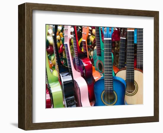 Toy Guitars, Olvera Street Market, El Pueblo de Los Angeles, Los Angeles, California, USA-Walter Bibikow-Framed Photographic Print