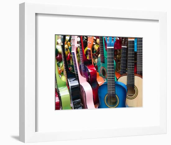 Toy Guitars, Olvera Street Market, El Pueblo de Los Angeles, Los Angeles, California, USA-Walter Bibikow-Framed Photographic Print