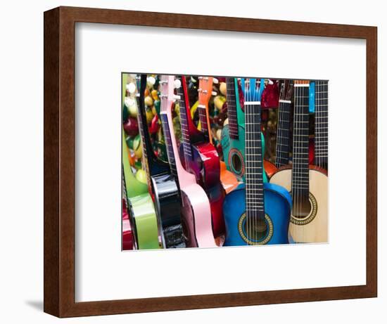 Toy Guitars, Olvera Street Market, El Pueblo de Los Angeles, Los Angeles, California, USA-Walter Bibikow-Framed Photographic Print