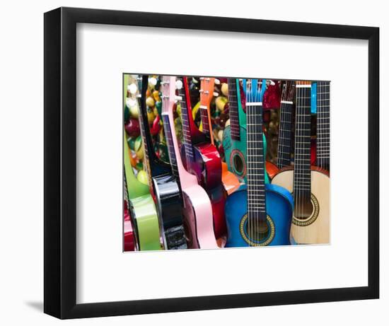 Toy Guitars, Olvera Street Market, El Pueblo de Los Angeles, Los Angeles, California, USA-Walter Bibikow-Framed Photographic Print