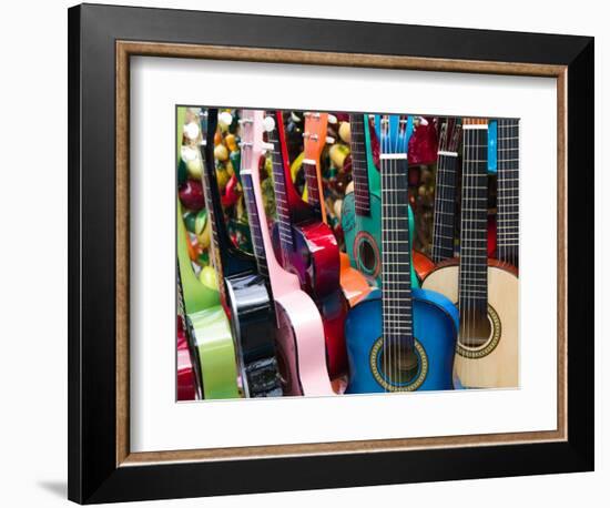 Toy Guitars, Olvera Street Market, El Pueblo de Los Angeles, Los Angeles, California, USA-Walter Bibikow-Framed Photographic Print