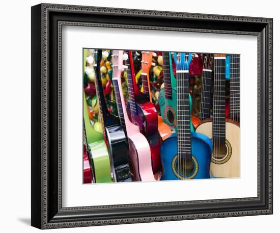 Toy Guitars, Olvera Street Market, El Pueblo de Los Angeles, Los Angeles, California, USA-Walter Bibikow-Framed Photographic Print