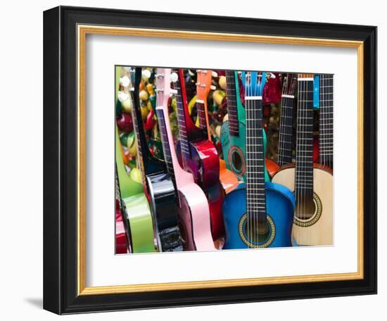 Toy Guitars, Olvera Street Market, El Pueblo de Los Angeles, Los Angeles, California, USA-Walter Bibikow-Framed Photographic Print