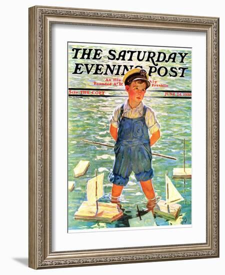 "Toy Sailboats," Saturday Evening Post Cover, June 24, 1933-Eugene Iverd-Framed Giclee Print