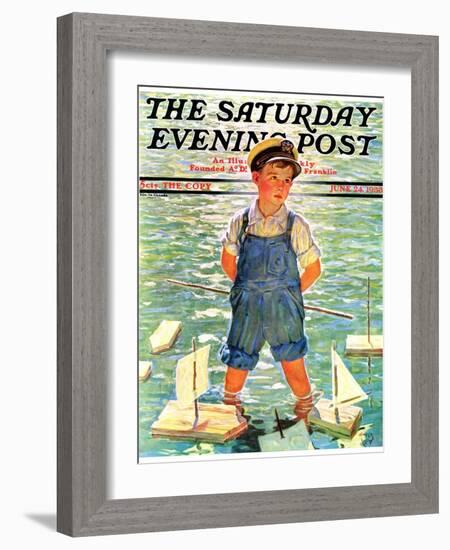 "Toy Sailboats," Saturday Evening Post Cover, June 24, 1933-Eugene Iverd-Framed Giclee Print