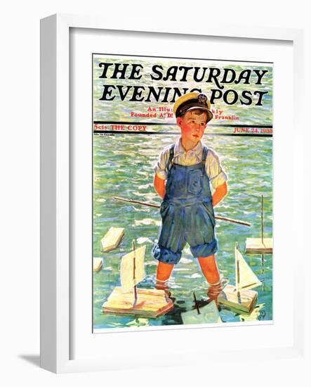 "Toy Sailboats," Saturday Evening Post Cover, June 24, 1933-Eugene Iverd-Framed Giclee Print