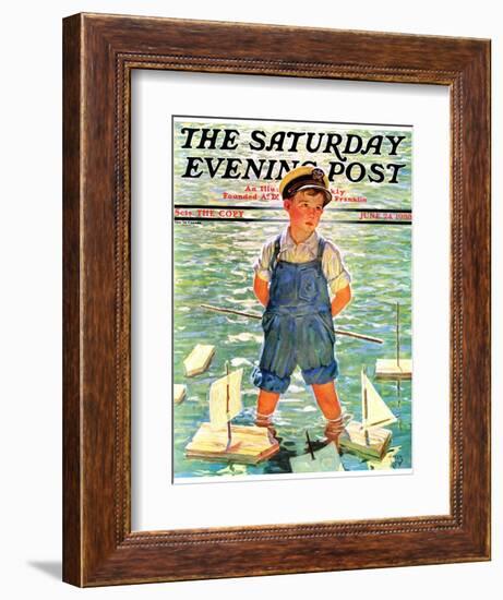 "Toy Sailboats," Saturday Evening Post Cover, June 24, 1933-Eugene Iverd-Framed Giclee Print