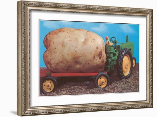 Toy Tractor Hauling Giant Potato-null-Framed Art Print