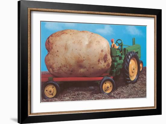 Toy Tractor Hauling Giant Potato-null-Framed Art Print