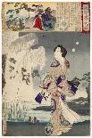 Shin Bijin (True Beauties) Depicting a Woman in a Green Floral Kimono, from a Series of 36,…-Toyohara Chikanobu-Framed Giclee Print