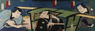 Ichimura Kakitsu I as Chokichi, Kawarasaki Gonjuro I as a Gallant, January 1866-Toyohara Kunichika-Giclee Print