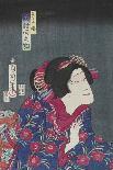 An Oban Triptych Depicting a Nocturnal Scene with Three Actors before a Pal-Toyohara Kunichika-Giclee Print