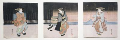 Geisha at Night Triptych, 1818-30-Toyokuni II-Giclee Print