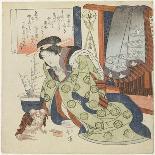 Courtesan Looking at a Foreign Ship, 1818-1844-Toyota Hokkei-Giclee Print