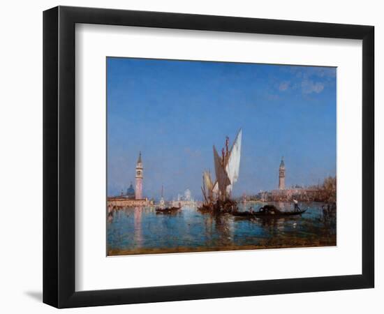 Trabucco and Gondolas on the Basin, Venice 1888 (Oil on Canvas)-Felix Ziem-Framed Giclee Print