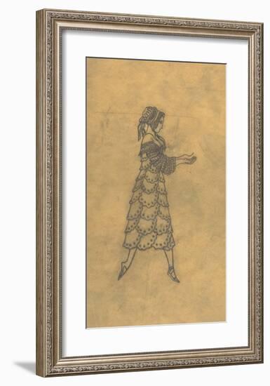 Tracing of a Ballet Costume - Woman in Ruffles-Leon Bakst-Framed Premium Giclee Print