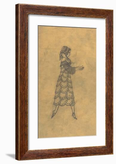 Tracing of a Ballet Costume - Woman in Ruffles-Leon Bakst-Framed Premium Giclee Print