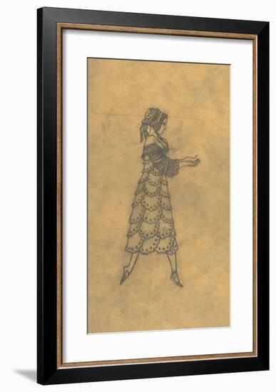 Tracing of a Ballet Costume - Woman in Ruffles-Leon Bakst-Framed Premium Giclee Print