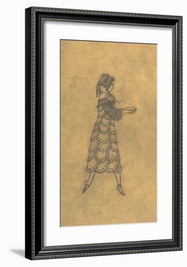 Tracing of a Ballet Costume - Woman in Ruffles-Leon Bakst-Framed Premium Giclee Print