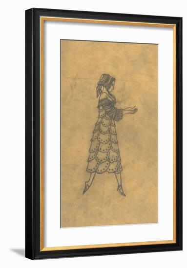 Tracing of a Ballet Costume - Woman in Ruffles-Leon Bakst-Framed Premium Giclee Print