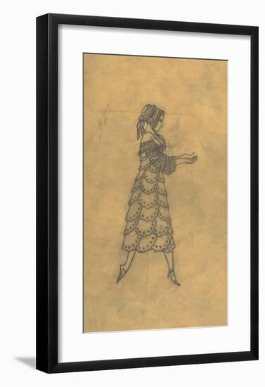 Tracing of a Ballet Costume - Woman in Ruffles-Leon Bakst-Framed Premium Giclee Print