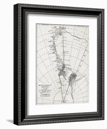 Track Chart of the Main Southern Journey of Robert Falcon Scott's Terra Nova Expedition-null-Framed Giclee Print