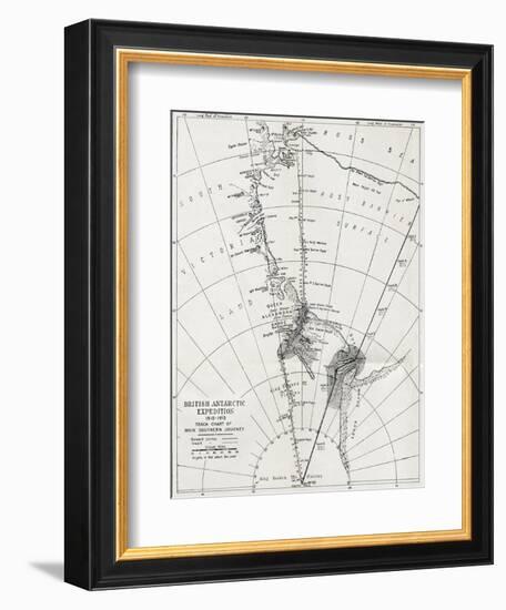 Track Chart of the Main Southern Journey of Robert Falcon Scott's Terra Nova Expedition-null-Framed Giclee Print