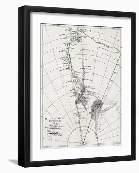 Track Chart of the Main Southern Journey of Robert Falcon Scott's Terra Nova Expedition-null-Framed Giclee Print