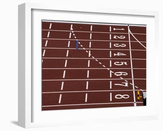 Track Lane Numbers at the Finish Line-Paul Sutton-Framed Photographic Print