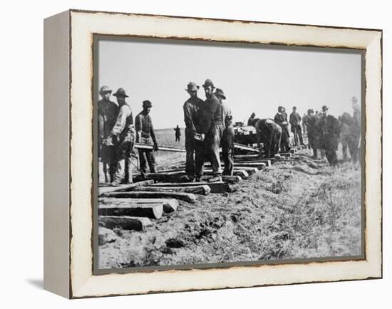 Track-Layers Gang-Building the Union Pacific Railroad Through American Wilderness, 1860S-null-Framed Premier Image Canvas