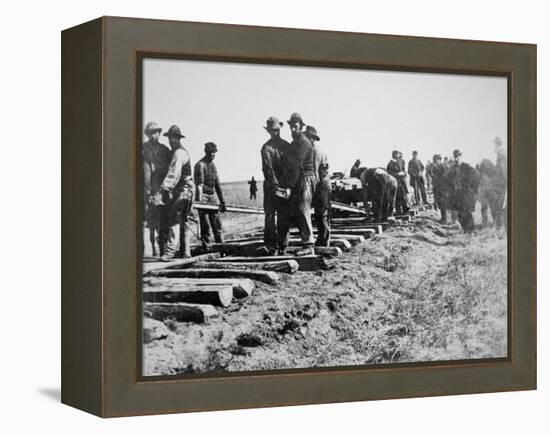 Track-Layers Gang-Building the Union Pacific Railroad Through American Wilderness, 1860S-null-Framed Premier Image Canvas