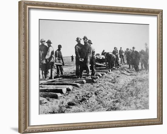 Track-Layers Gang-Building the Union Pacific Railroad Through American Wilderness, 1860S-null-Framed Photographic Print