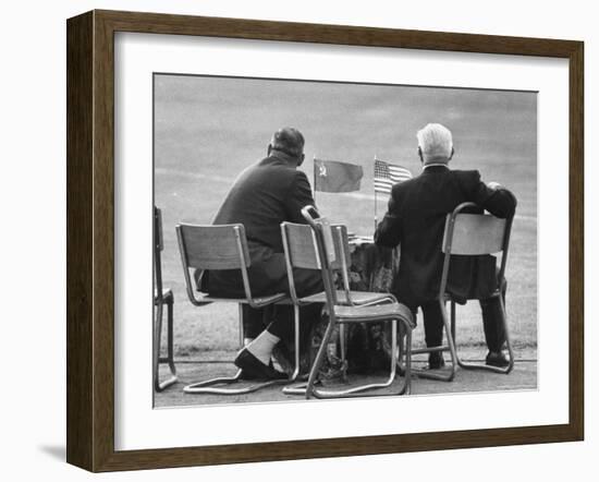 Track Officials Watching an Olympics' Race-Howard Sochurek-Framed Photographic Print