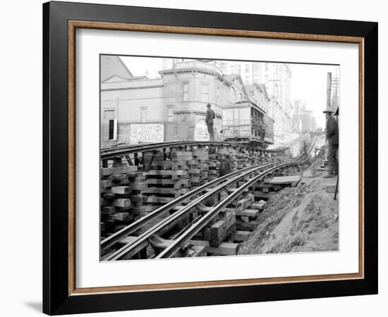 Tracks at 3rd and Madison, Seattle, 1907-Asahel Curtis-Framed Giclee Print