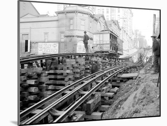 Tracks at 3rd and Madison, Seattle, 1907-Asahel Curtis-Mounted Giclee Print